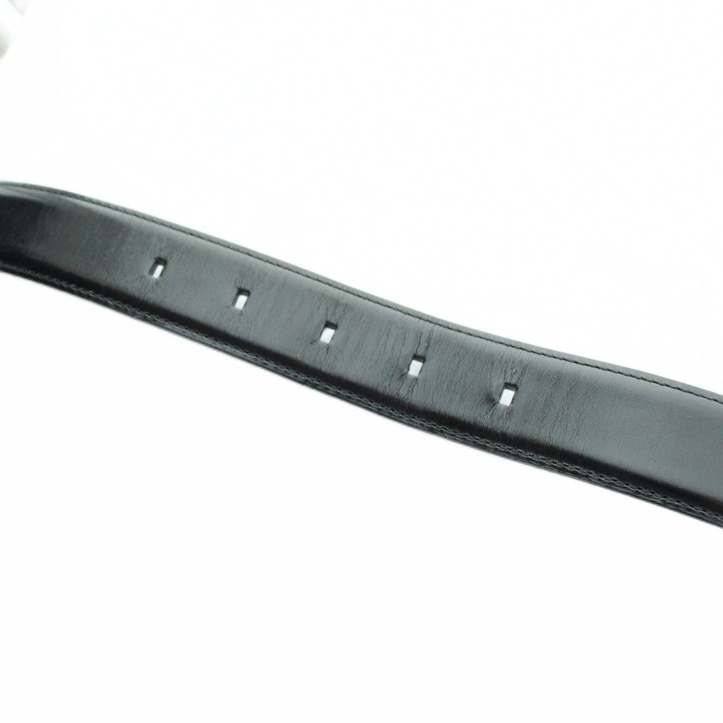 Bvlgari Belt Silver Leather Logo 110 44 Black — view 7