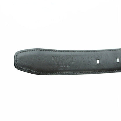 Bvlgari Belt Silver Leather Logo 110 44 Black — view 6