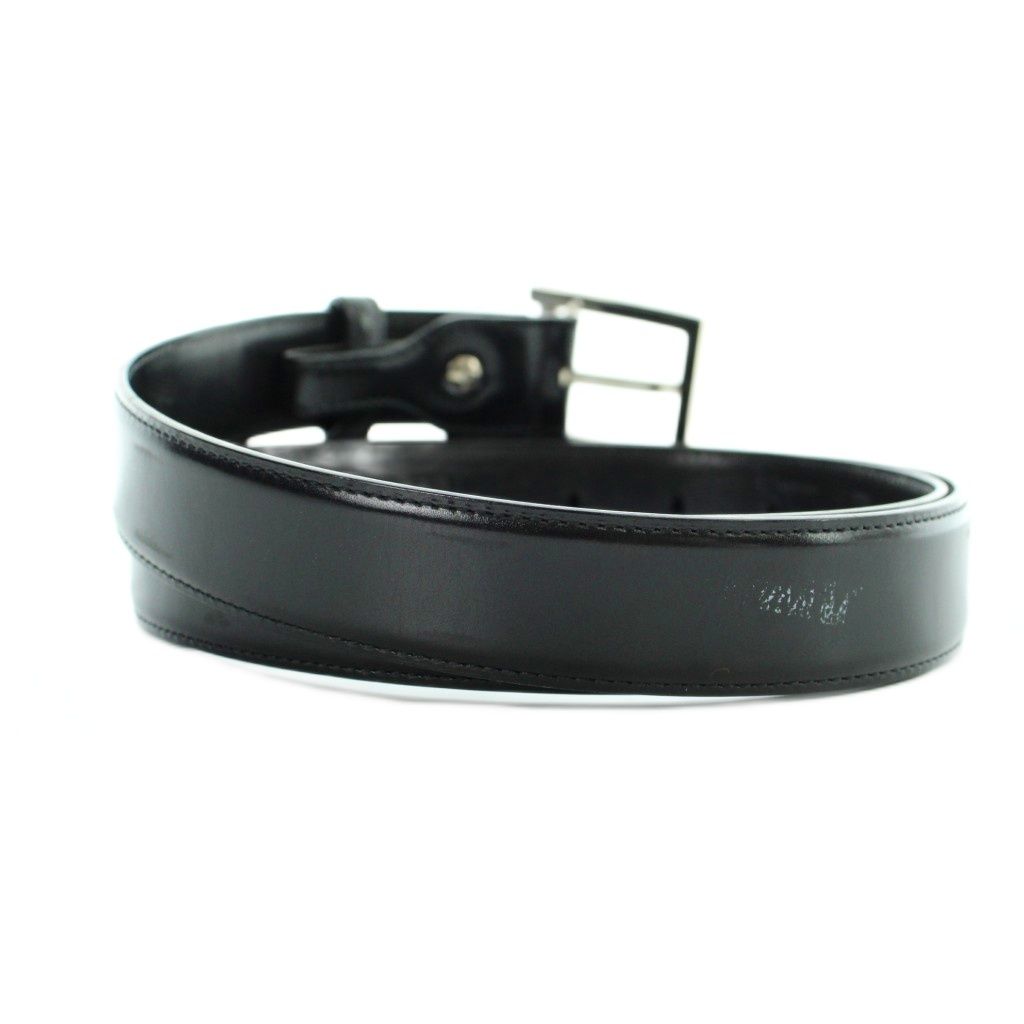 Bvlgari Belt Silver Leather Logo 110 44 Black — view 3