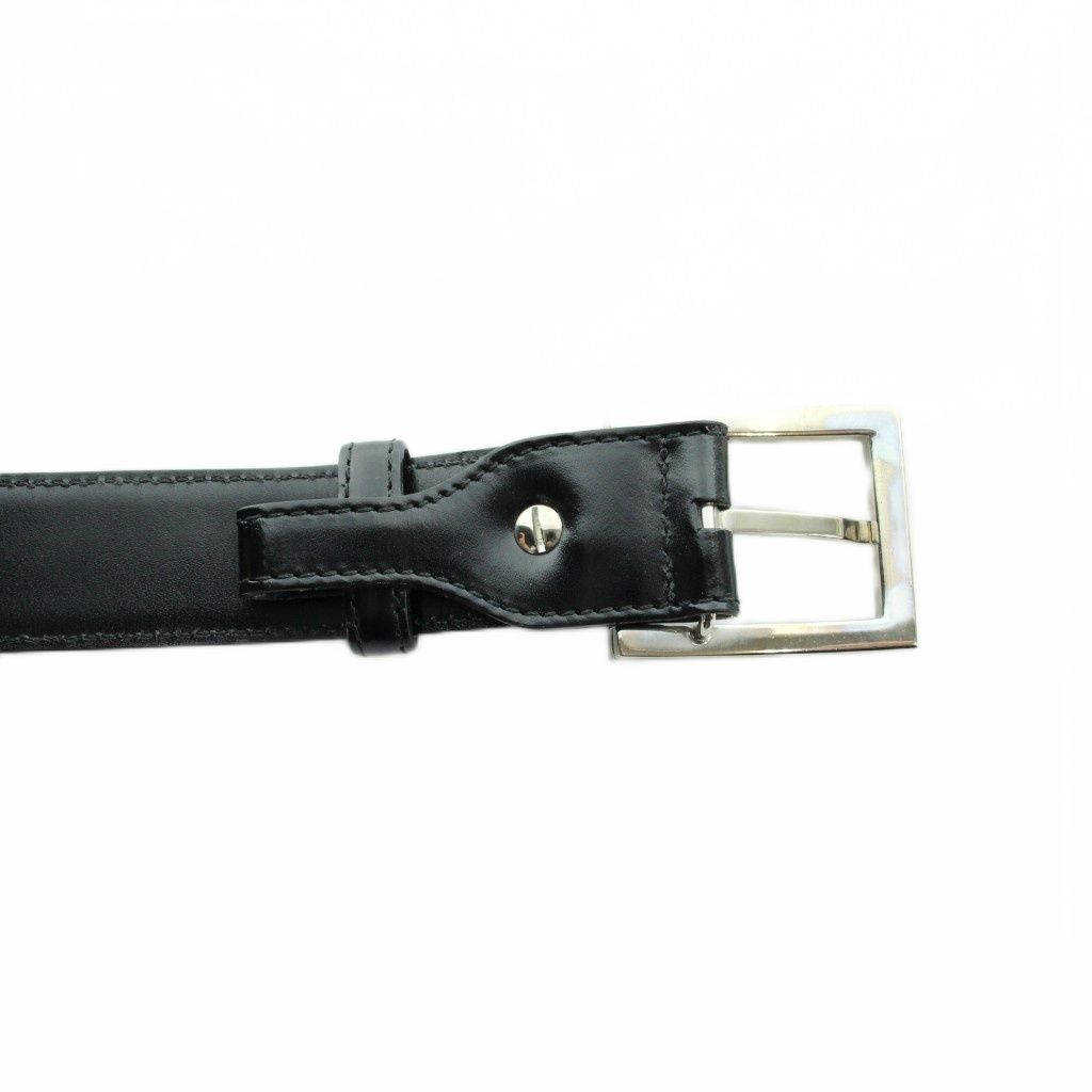 Bvlgari Belt Silver Leather Logo 110 44 Black — view 5