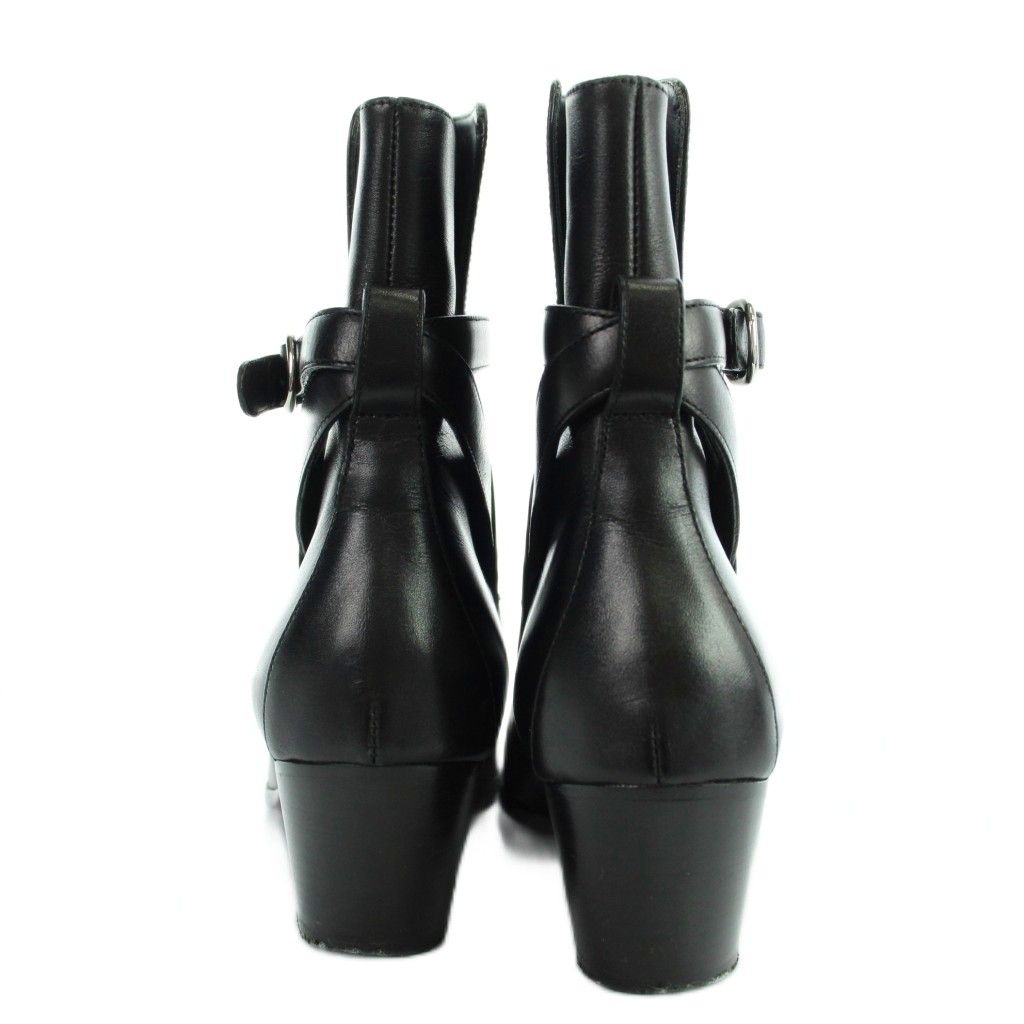 Celine Short Boots Leather Belt Pointed Toe Logo 36 Black — view 3