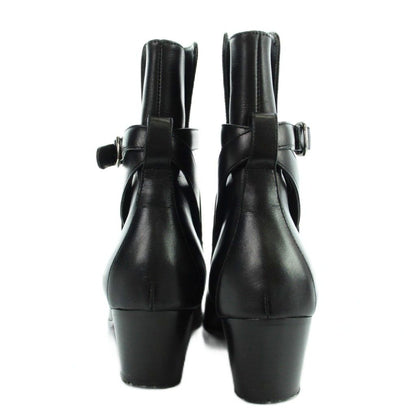 Celine Short Boots Leather Belt Pointed Toe Logo 36 Black — view 3