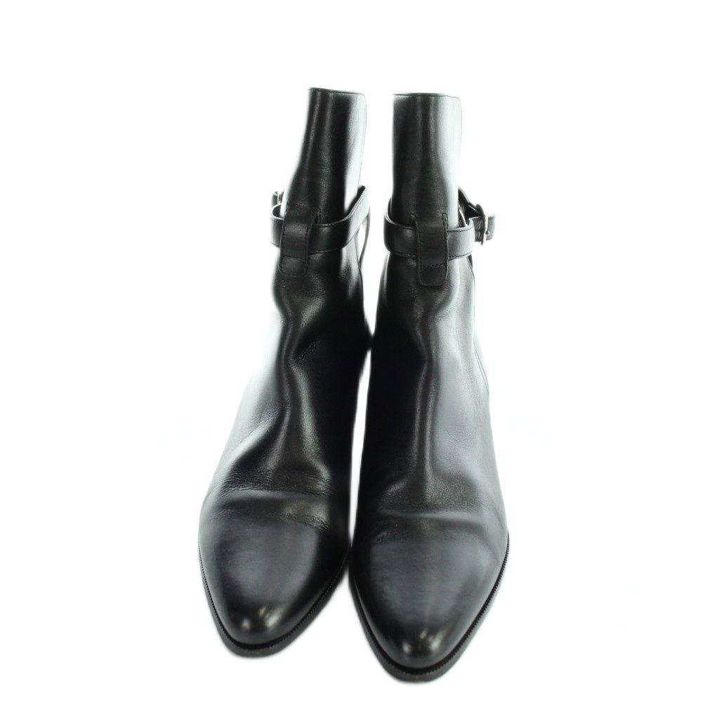 Celine Short Boots Leather Belt Pointed Toe Logo 36 Black — view 2