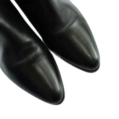 Celine Short Boots Leather Belt Pointed Toe Logo 36 Black — view 4