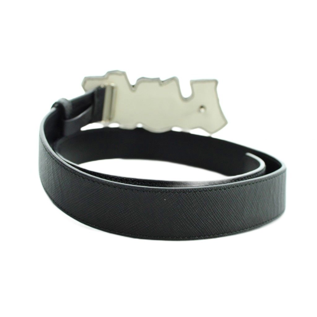 Prada Belt Love Logo Leather 26 Black — view 3