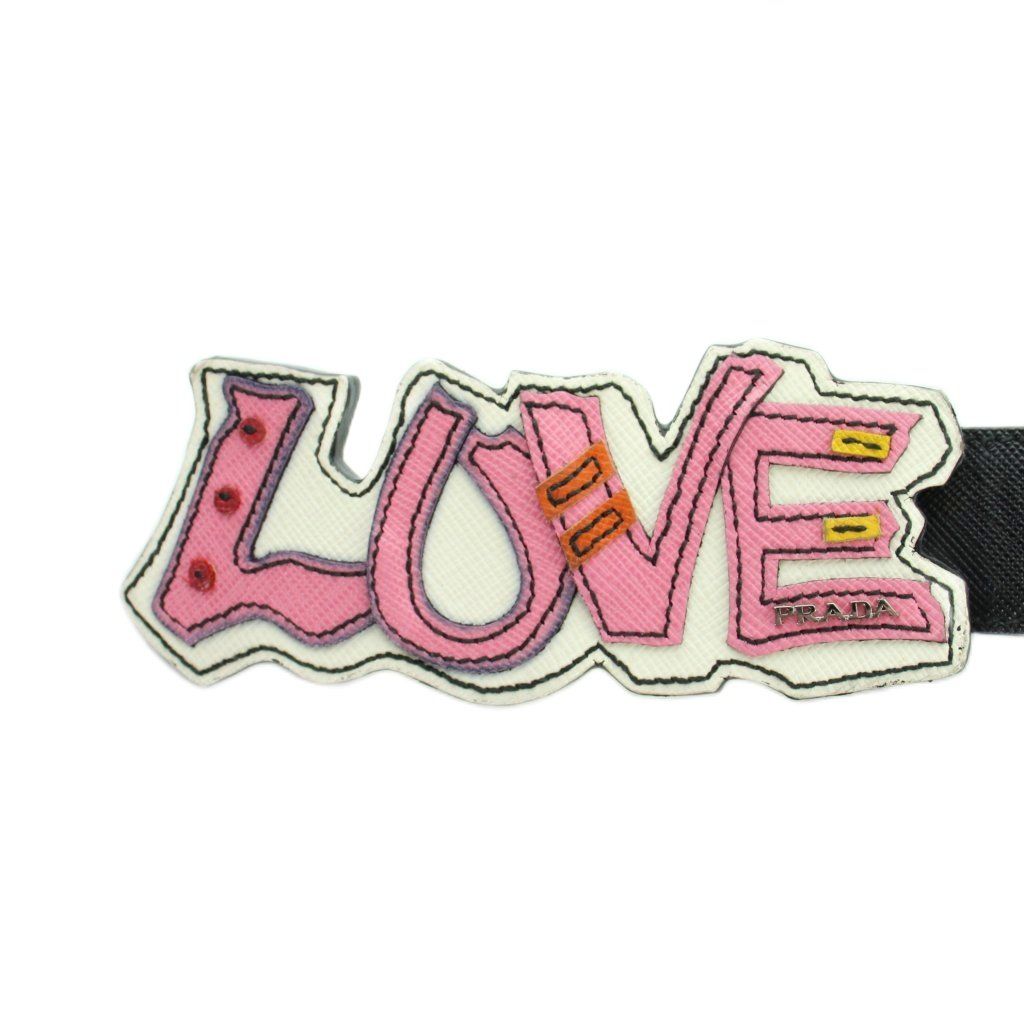 Prada Belt Love Logo Leather 26 Black — view 4