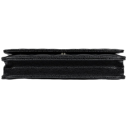 Chanel CC Logo Chain Wallet Quilted Caviar Leather Black — view 5
