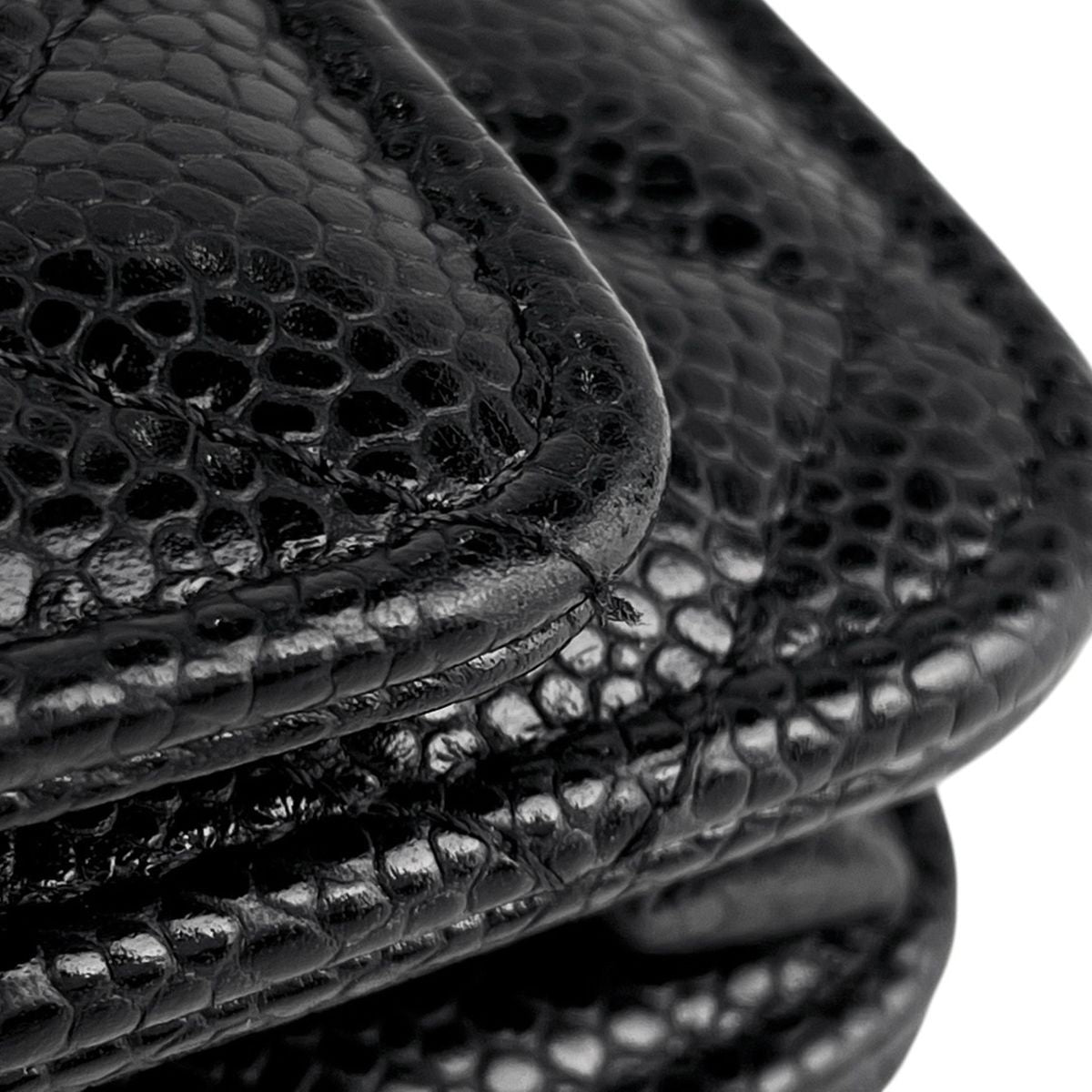 Chanel CC Logo Chain Wallet Quilted Caviar Leather Black — view 7