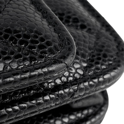Chanel CC Logo Chain Wallet Quilted Caviar Leather Black — view 7