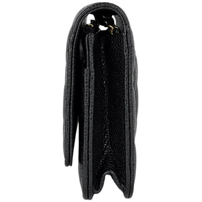 Chanel CC Logo Chain Wallet Quilted Caviar Leather Black — view 2