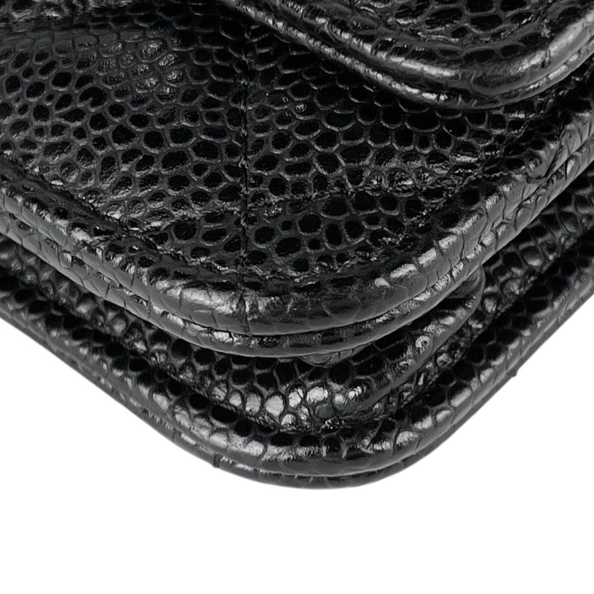 Chanel CC Logo Chain Wallet Quilted Caviar Leather Black — view 6