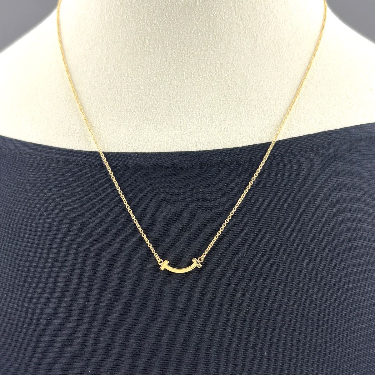 Tiffany & Co T Smile Mini Necklace YG Yellow Gold — view 3