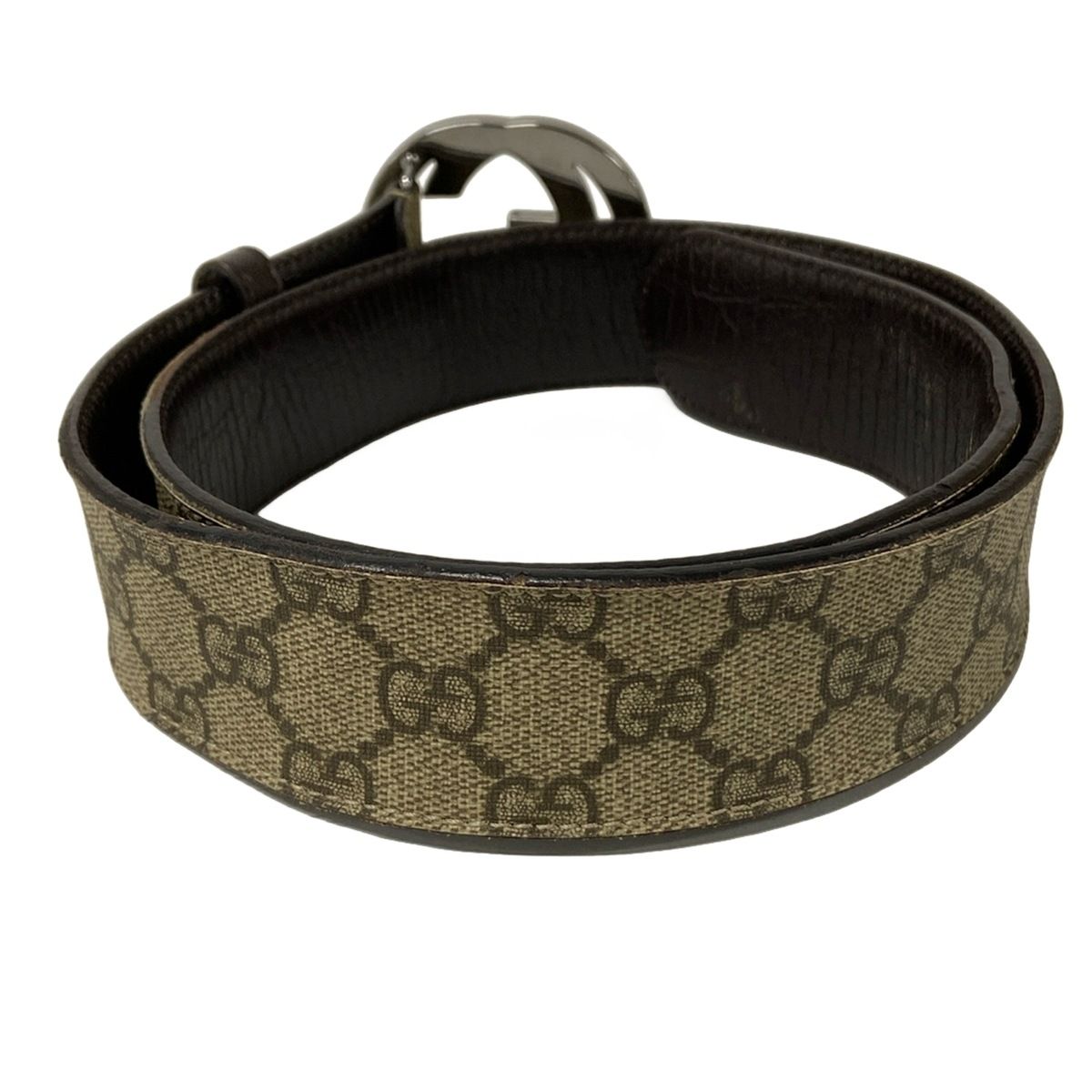 Gucci Belt 80 32 Beige Dark Brown Interlocking GG Pattern Leather X — view 2