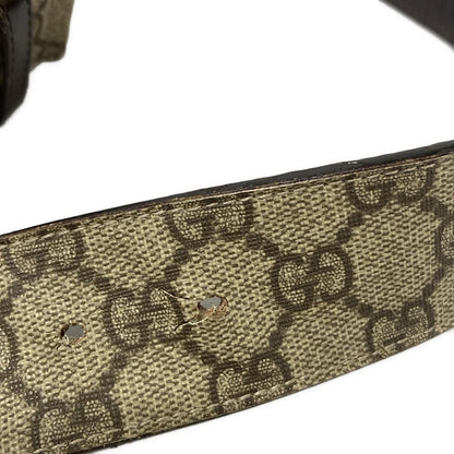 Gucci Belt 80 32 Beige Dark Brown Interlocking GG Pattern Leather X — view 5