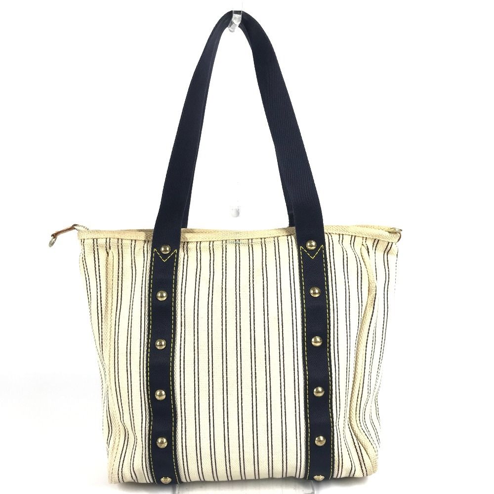 Louis Vuitton Shoulder Bag Cabas MM Canvas Ivory Navy — view 2