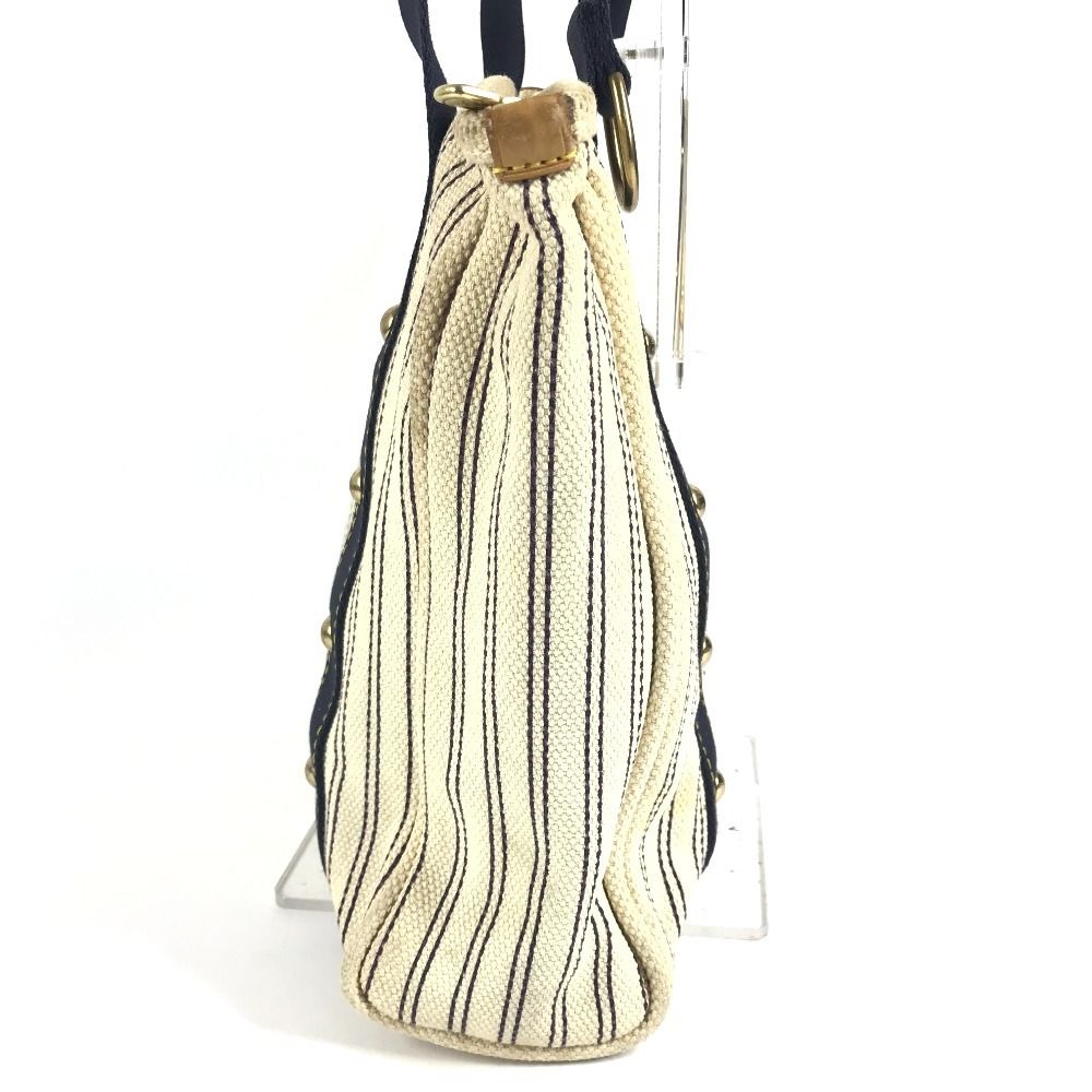 Louis Vuitton Shoulder Bag Cabas MM Canvas Ivory Navy — view 4