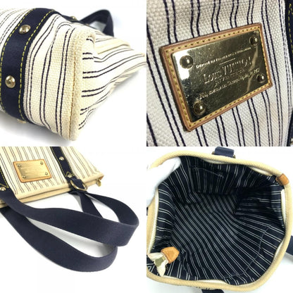 Louis Vuitton Shoulder Bag Cabas MM Canvas Ivory Navy — view 7