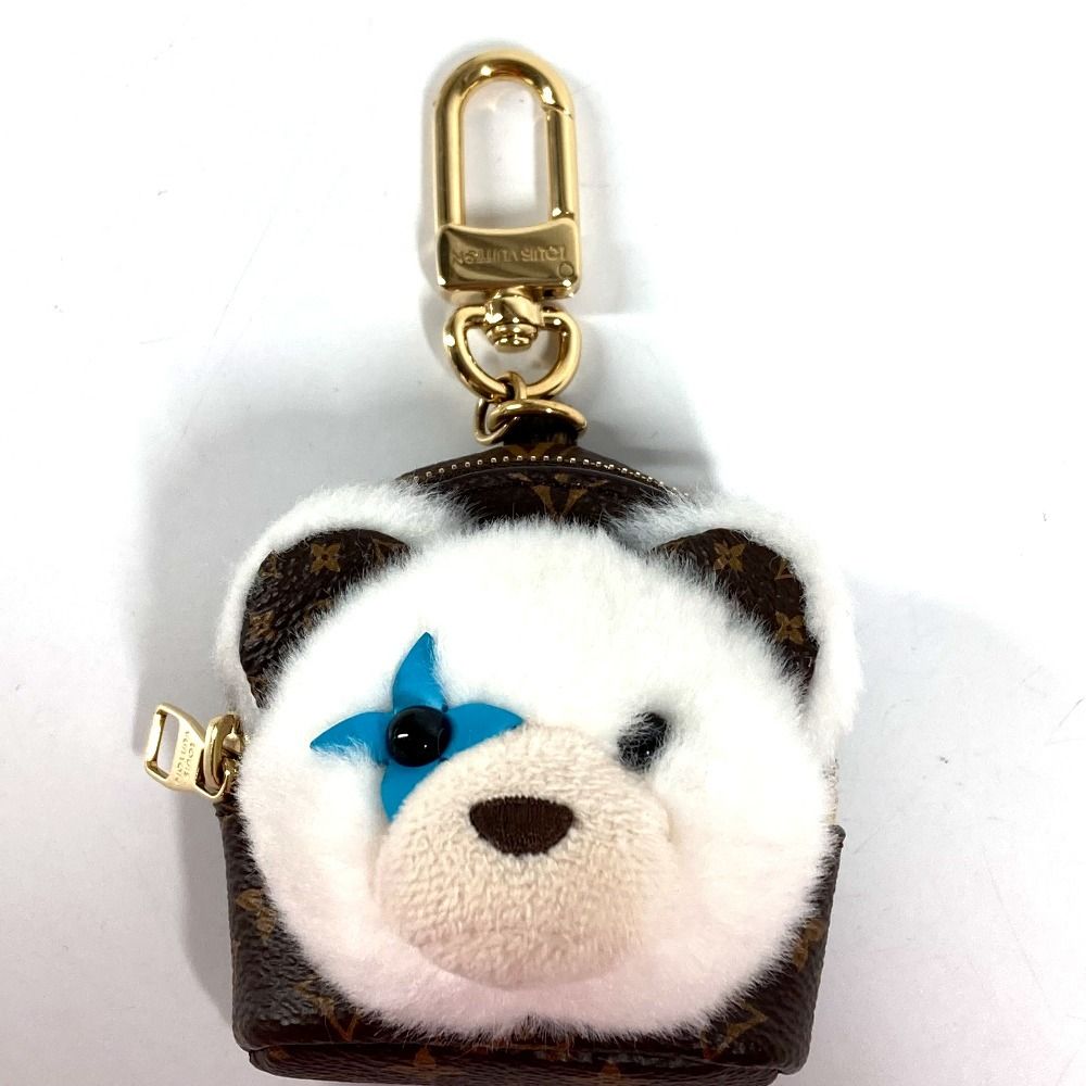 Louis Vuitton Key Holder Bag Charm a Dos Rubble Bear Monogram Canvas Brown White — view 3