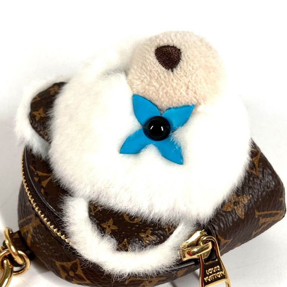 Louis Vuitton Key Holder Bag Charm a Dos Rubble Bear Monogram Canvas Brown White — view 7