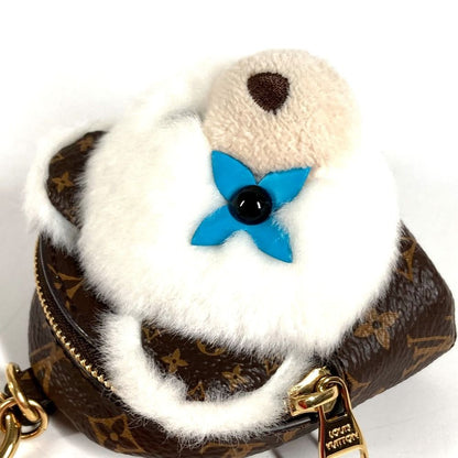 Louis Vuitton Key Holder Bag Charm a Dos Rubble Bear Monogram Canvas Brown White — view 7