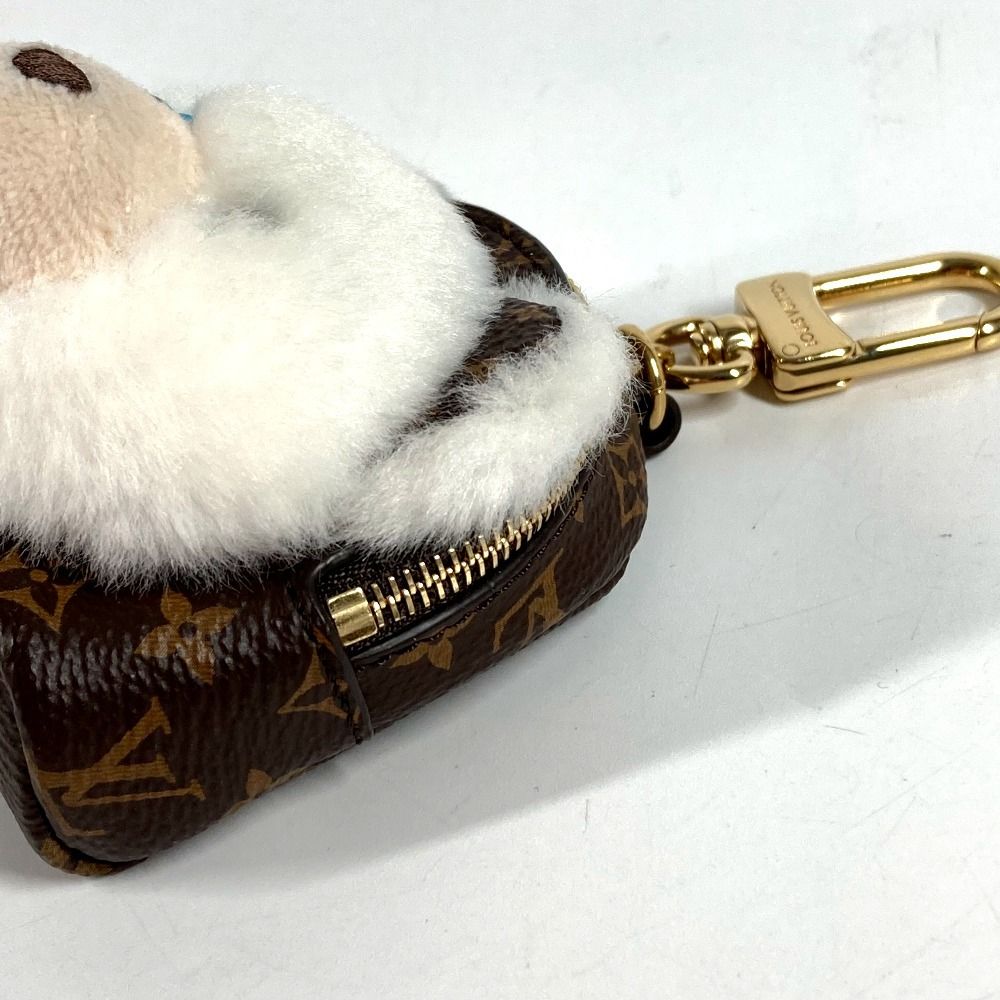 Louis Vuitton Key Holder Bag Charm a Dos Rubble Bear Monogram Canvas Brown White — view 4