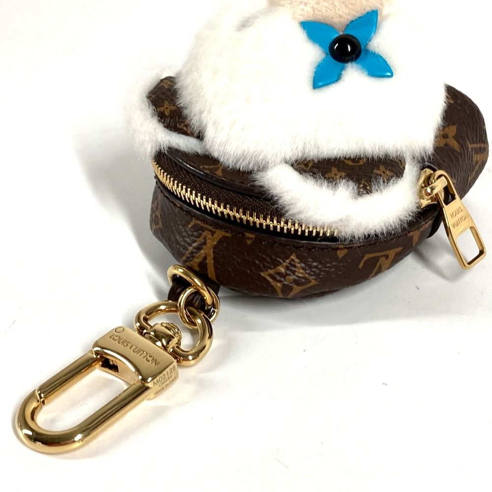 Louis Vuitton Key Holder Bag Charm a Dos Rubble Bear Monogram Canvas Brown White — view 6