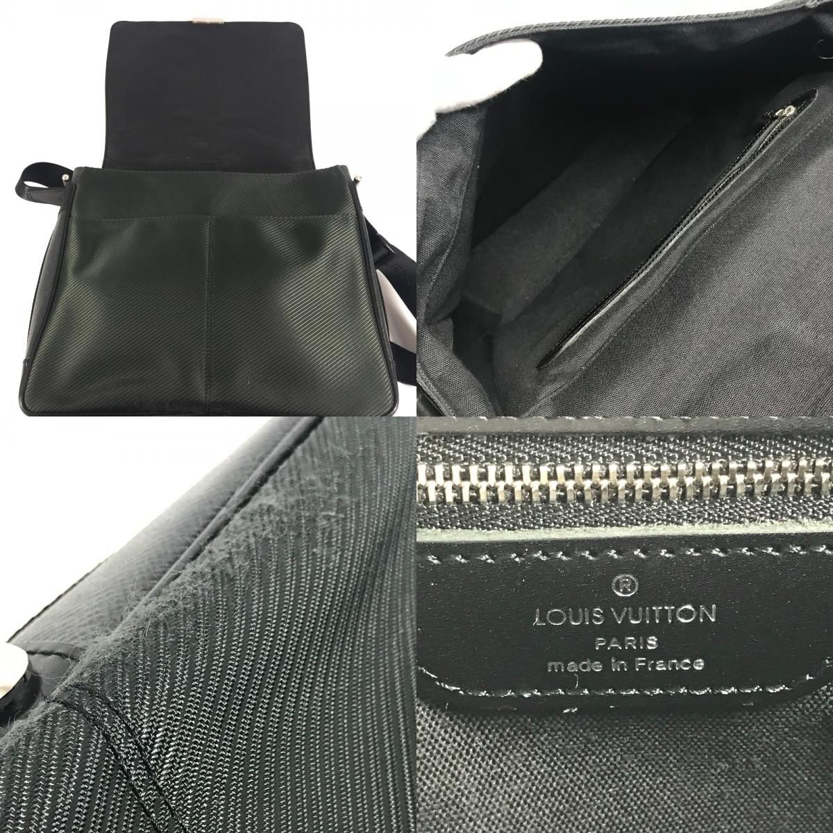 Louis Vuitton Shoulder Bag Victor Taiga Leather Black Khaki — view 8