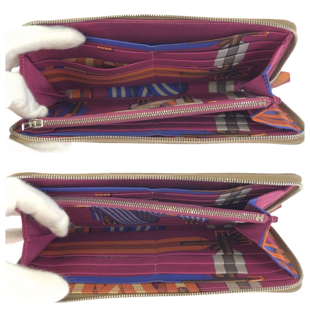 Hermes Azap Long Silk in Etoupe Beige Veau Wallet Zip Around — view 8