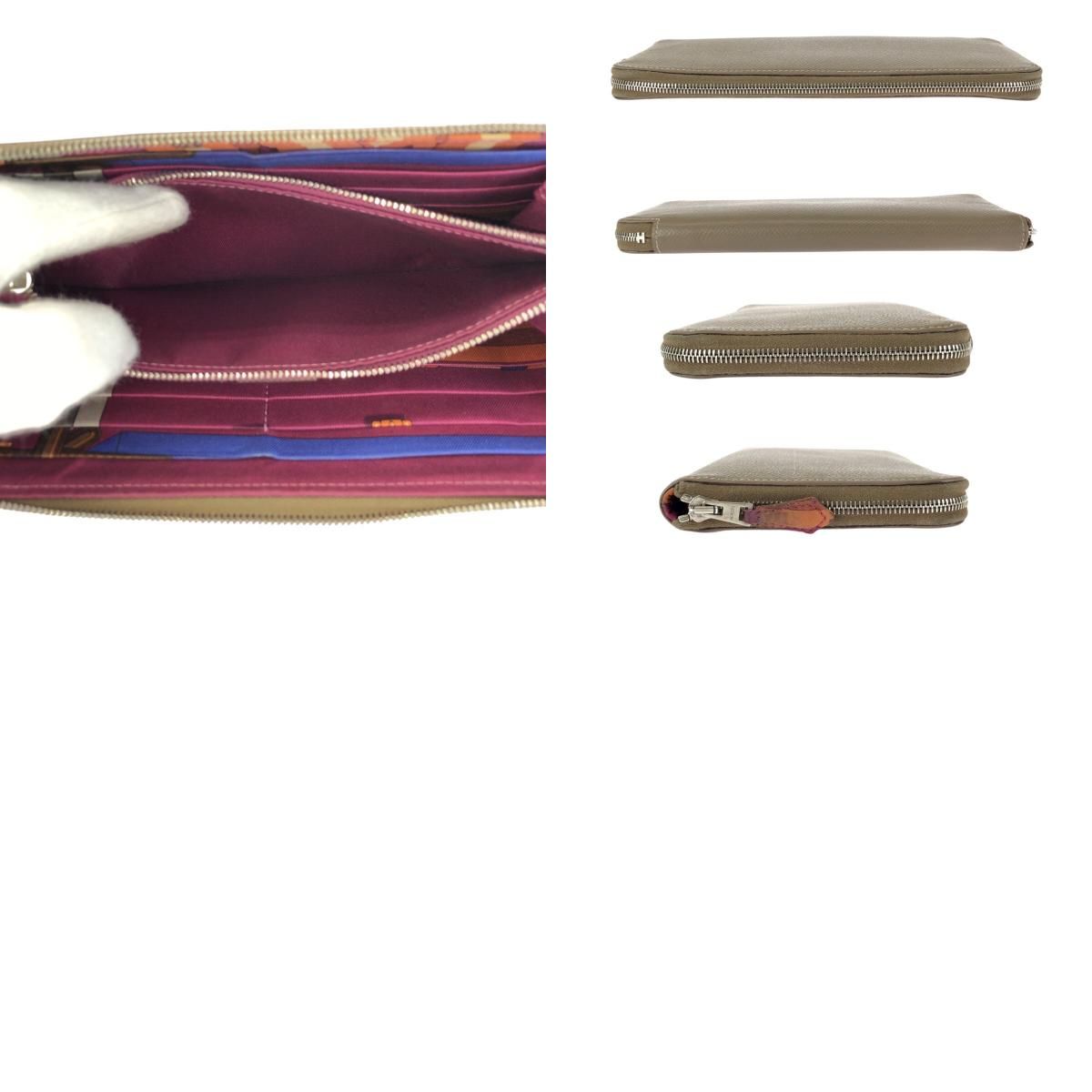 Hermes Azap Long Silk in Etoupe Beige Veau Wallet Zip Around — view 9