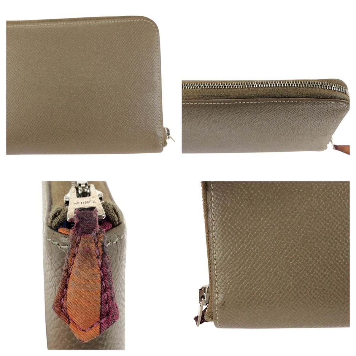 Hermes Azap Long Silk in Etoupe Beige Veau Wallet Zip Around — view 6