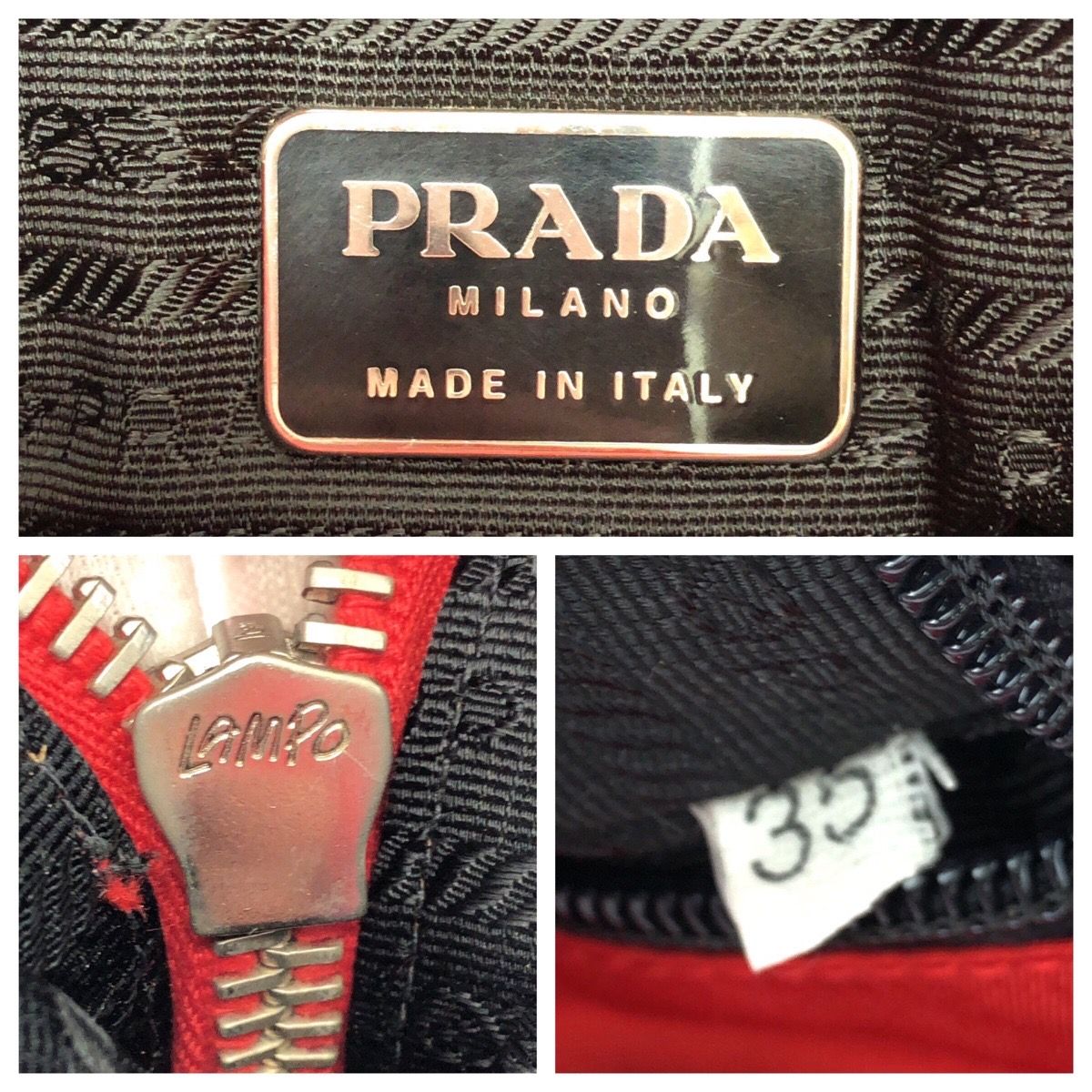 Prada Tessuto Red Silver Leather Nylon Shoulder Bag Tote — view 4