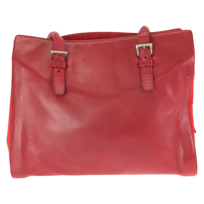 Prada Tessuto Red Silver Leather Nylon Shoulder Bag Tote — view 2