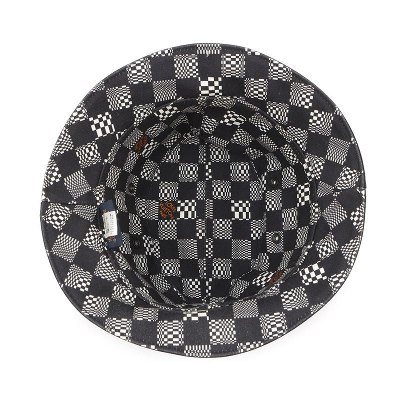 Louis Vuitton Hat Bonneted Damier Reversible Bucket Hat Cotton Black White