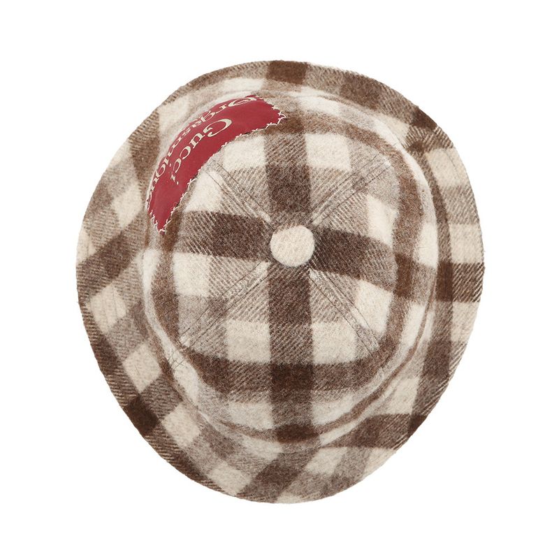 Gucci Bucket Hat Check Fedora Hat Wool