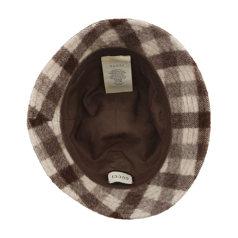 Gucci Bucket Hat Check Fedora Hat Wool