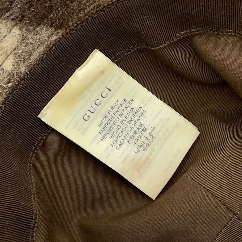Gucci Bucket Hat Check Fedora Hat Wool