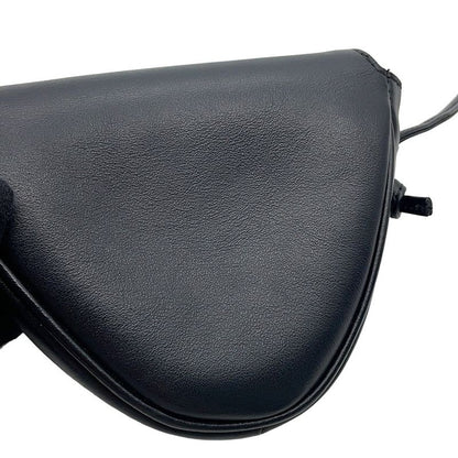 Celine Shoulder Bag Mini Triangle Logo Leather Pochette Black