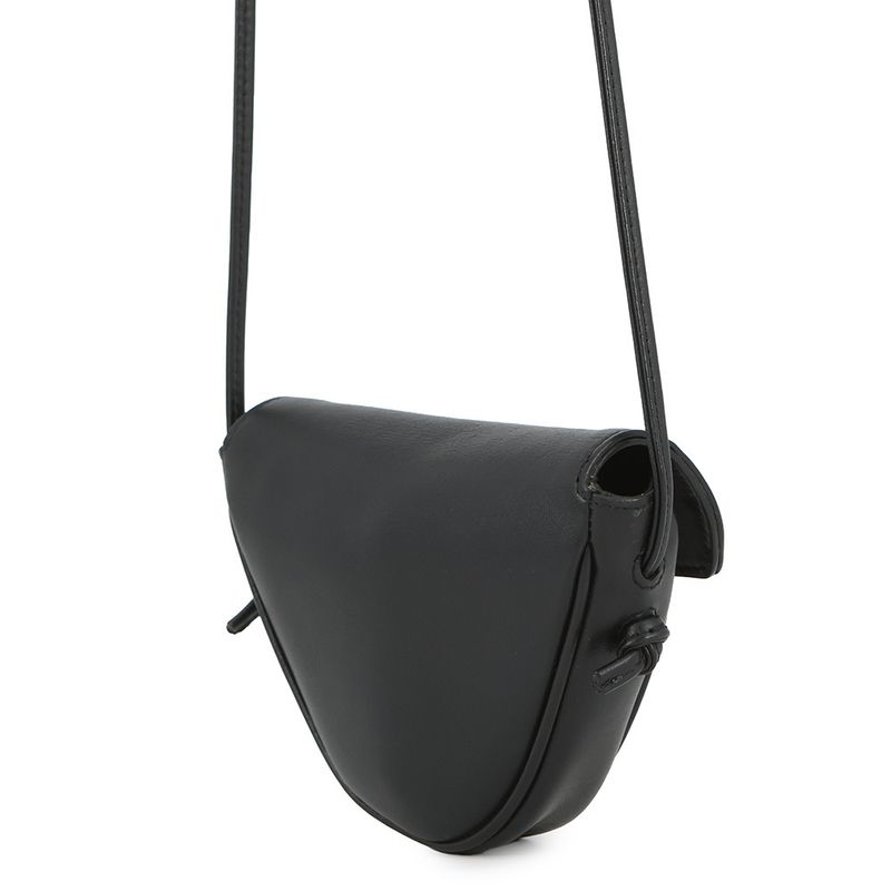 Celine Shoulder Bag Mini Triangle Logo Leather Pochette Black