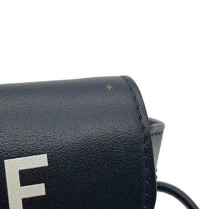 Celine Shoulder Bag Mini Triangle Logo Leather Pochette Black