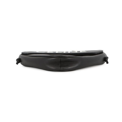 Celine Shoulder Bag Triangle Logo Leather Pochette Black