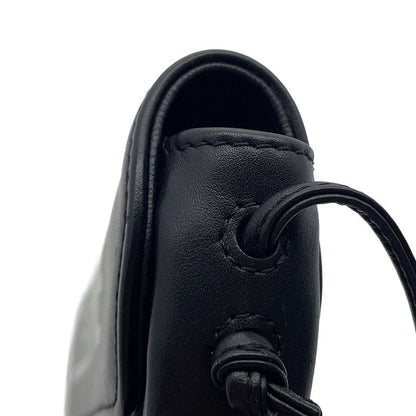Celine Shoulder Bag Triangle Logo Leather Pochette Black