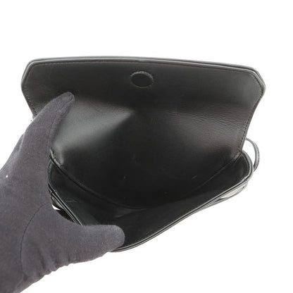 Celine Shoulder Bag Triangle Logo Leather Pochette Black