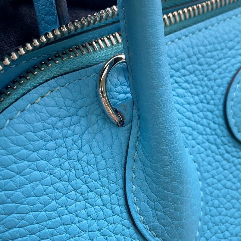 Hermes Handbag Bolide 31 Bleu du Nord Silver Taurillon Clemence Blue Du Nord