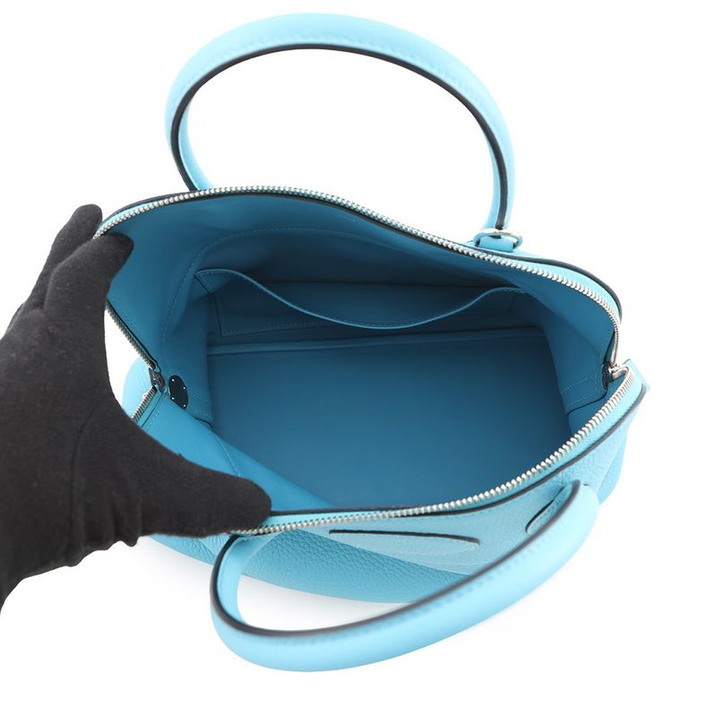 Hermes Handbag Bolide 31 Bleu du Nord Silver Taurillon Clemence Blue Du Nord
