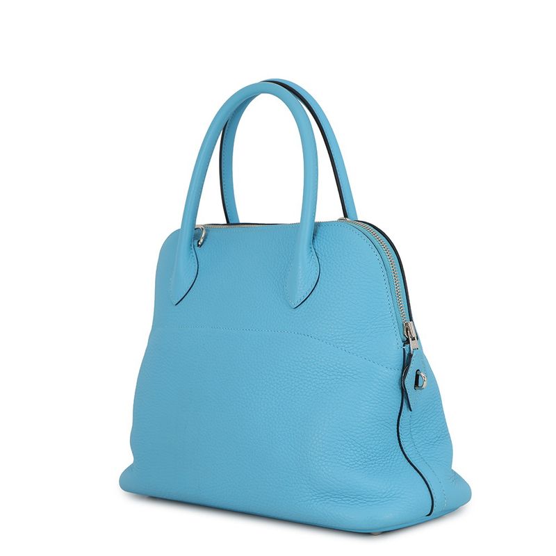 Hermes Handbag Bolide 31 Bleu du Nord Silver Taurillon Clemence Blue Du Nord