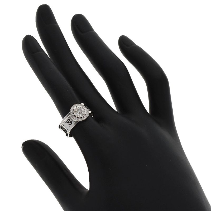 Gucci Icon Toile Diamond Ring 18K White Gold