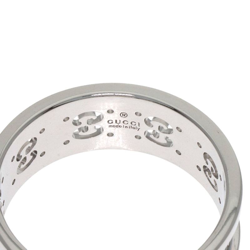 Gucci Icon Toile Diamond Ring 18K White Gold