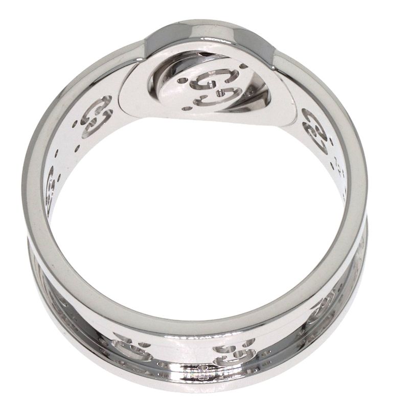 Gucci Icon Toile Diamond Ring 18K White Gold