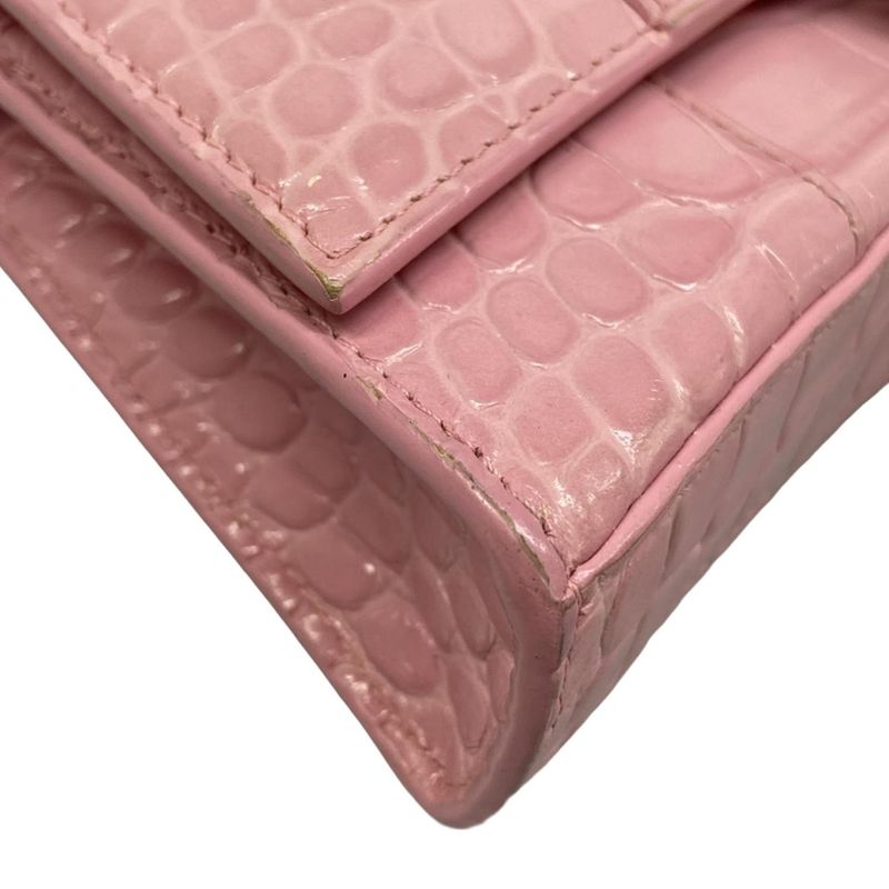 Balenciaga Wallet Hourglass Pink Chain Embossed Leather