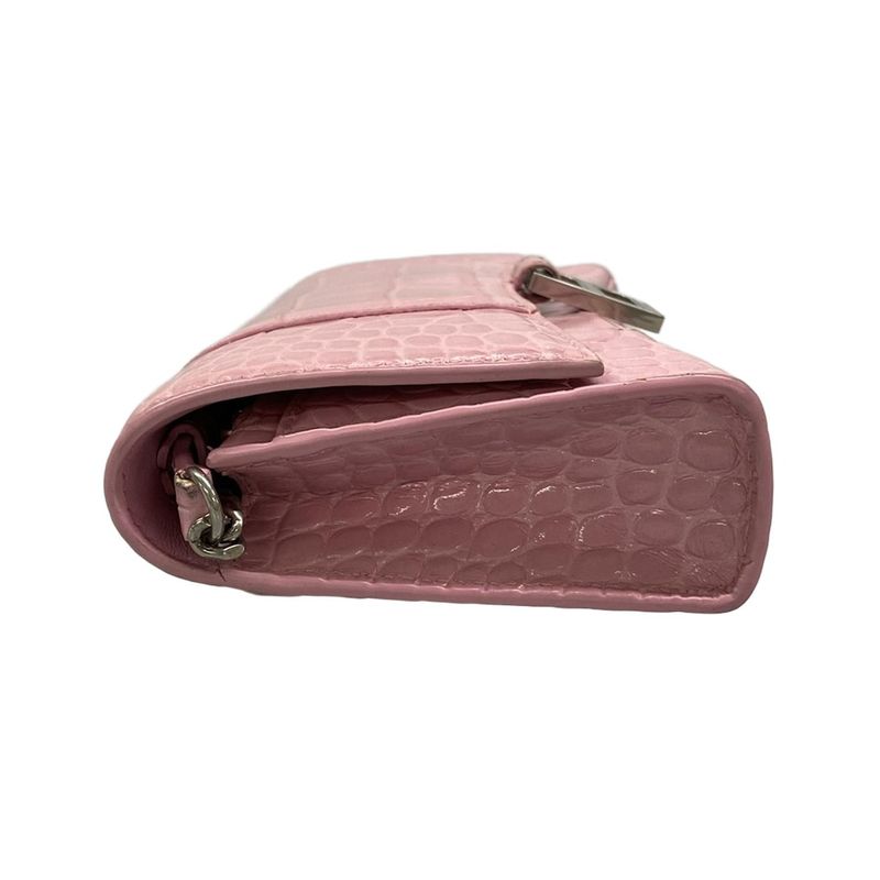 Balenciaga Wallet Hourglass Pink Chain Embossed Leather